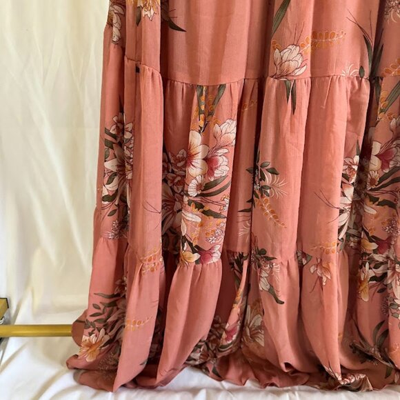 City Chic Boho Floral Maxi Wrap Dusty Rose Dress 24W - Picture 3 of 11